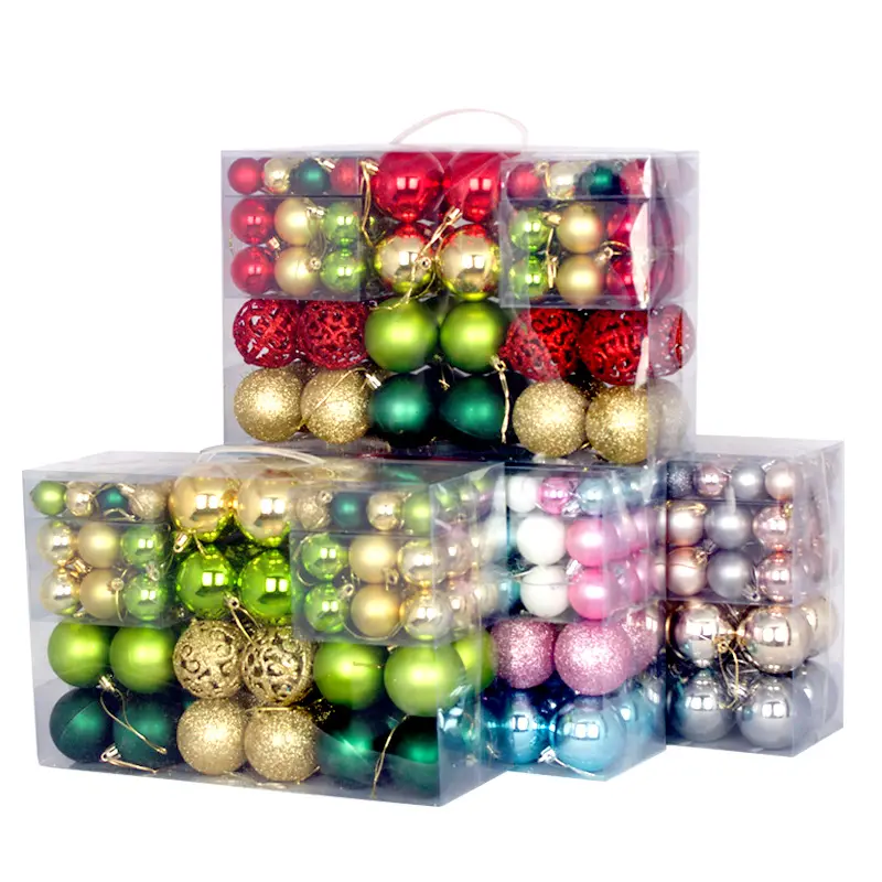 Customize 2024 Red Gold Christmas Balls Shatterproof Plastic Christmas Ball Ornaments for Holiday Christmas Tree Decorations