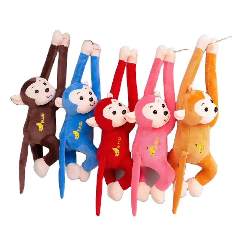 Boneka monyet panas, tirai mainan mewah bayi tidur menenangkan, boneka hewan lengan panjang, monyet