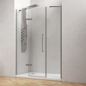 Kamalu KT6000 Moderna Porta Doccia a Battente 130cm 2 Lati Fissi Vetro 6mm Senza Telaio in Acciaio Inox e Alluminio per Bagno Hotel Villa - Product Image 2