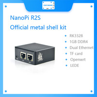 NanoPi R2S Carcasa Metálica Oficial Sistema OpenWrt RK3328 Mini Router Doble Puerto Gigabit 1GB de Memoria Grande, Gateways para Hogar Inteligente