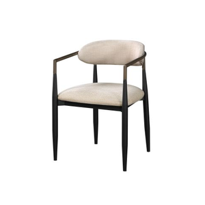 Fauteuil moderne à dossier ouvert beige et noir pour la maison, le bureau, le salon, la salle à manger ou le café, fabriqué en tissu durable - Product Image 2