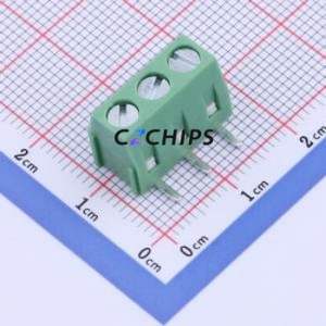 DB127R-5.0-3P-GN-S Screw Terminal Block P=5mm Connector ( Construction: 1x3P )( Pitch: 5mm )( Color: Green ) - Product Image 1