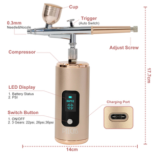 Aerógrafo de impresión de peluquero <span class=keywords><strong>Barberia</strong></span>, pulverizador recargable USB portátil, aerógrafo de compresor inalámbrico de arte para el cabello - Product Image 4