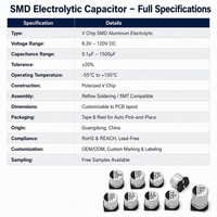 Condensateur électrolytique SMD 35V 330μF 10x10.5mm, haute stabilité de filtration, pour les appareils connectés et l'électronique grand public