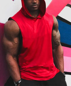Solid Color Summer Hooded Sports Vest 100% Cotton Breathable Undershirt Tank <b>Top</b> Casual <b>Sleeveless</b> Fitness Design - Product Image 1