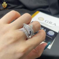 Vente en gros Bagues en argent sterling 925 en forme de requin avec moissanite, personnalisées, style Hip Hop 'Ice Out' pour hommes et femmes, testées au testeur de diamants, faible MOQ