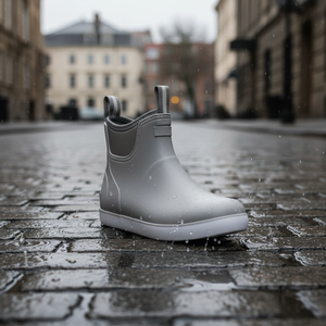 Bottes de travail et de pêche unisexes tendance personnalisables en caoutchouc gris avec cheville imperméable en néoprène antidérapante pour l'extérieur - Product Image 1