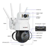 2022 SECTEC 4MP Wifi güvenlik kamerası açık Dome güvenlik gözetleme kablosuz IP kamera çift Lens projektör PTZ IP kamera