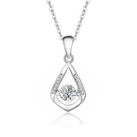 Collier en Moissanite 5mm, Pendentif Goutte d'Eau en Zircon Cubique Bleu pour Femme, Argent Sterling 925 Plaqué Or Blanc, En Stock, Bijoux en Gros