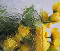 Panneau mural décoratif en verre trempé ondulé à motifs dorés