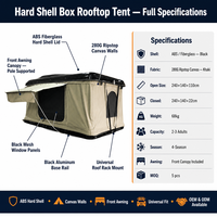 Carpa de Techo Zentopia con Carcasa Rígida de ABS, Apertura Lateral, Espacio Completo con Toldo Integrado para SUV, Camioneta 4x4, Camping, OEM