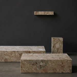 Petite table basse minimaliste de luxe en marbre naturel classique grande table basse nordique Kunis Breccia bloc de socle en marbre - Product Image 1
