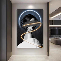 Lumière LED murale moderne en forme de portrait de femme, décoration artistique suspendue, peinture décorative