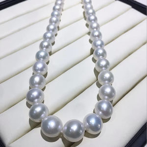 Collier de perles Edison de 10 à 12 mm, grande taille, perles d'eau douce naturelles, blanches, forte luminosité, forme ronde, brins de perles, cadeau pour maman - Product Image 4