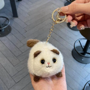 Porte-clés personnalisé avec logo, mini-jouet en peluche chat ou lapin blanc à queue qui bouge, sûr et amusant - Product Image 2