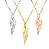 Collar de Alas de Ángel de Acero Inoxidable con Baño de Oro Rosa de 18K y PVD, Sin Deslustre, al por Mayor, para Mujer