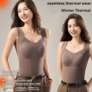 Đồ Lót Nhiệt Cừu Len Lụa Mùa Thu Mùa Đông Nhiệt Tank Top Nước Nóng Bên Trong Mặc Mềm Mại Thoáng Khí Nhiệt Hàng Đầu Phụ Nữ - Product Image 2
