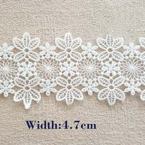 Polyester Elegant floral design White bridal Embroidery Lace Trim For kidswear Decoration Blouses and Dress sewing lace trim