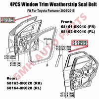 Embellecedor de Ventanilla para Toyota Fortuner 2004-2015 Burlete de Ventana Lateral Tira de Sellado Protector de Lluvia Exterior 4 Piezas