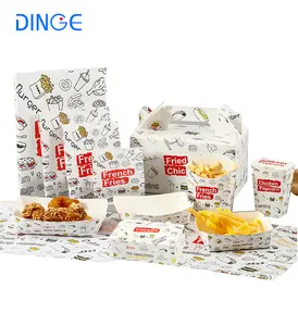 Customized Take Away Fast Food packaging Fried chicken box Hamburger French fries Box disposable chip box hotdog Wholesale