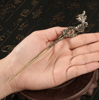 Vente en gros d'épingles à cheveux de dragon rétro créatives personnalisées, aiguille à cigare de dragon portable, artisanat en cuivre