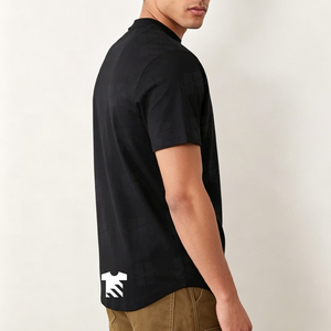 T-shirts pour hommes en coton à col rond, à manches courtes, à ourlet incurvé, imprimés graphiques, avec logo personnalisé, décontractés, vente en gros OEM - Product Image 3