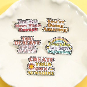 Bán buôn thời trang cảm hứng từ kim loại huy hiệu động lực văn bản tích cực tùy chỉnh mềm men Pin - Product Image 2