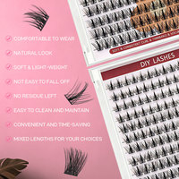 Kit de cils en grappe DIY en gros, emballage personnalisé à marque privée, kit d'extension de cils à domicile, cils de tailles mixtes 10-16mm