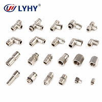 Raccords de tuyaux d'air série LYHY PHT en promotion, nickelés, tout en cuivre, hexagonaux externes, à enfoncer, pour tuyaux pneumatiques