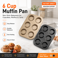 Plaque de cuisson à muffins en acier au carbone 6 cavités avec revêtement PTFE, résistante au lave-vaisselle, pour la pâtisserie à domicile – Vente en gros usine
