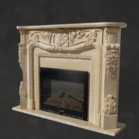 Entourage de Cheminée en Marbre Beige Crème d'Égypte Antique Sculpté à la Main Insert Victorien Beige Crème
