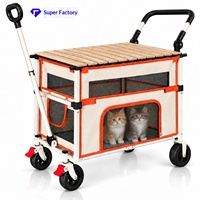 Table de poussette pliable en acier au carbone pour animaux de compagnie, portable pour chats et chiens, idéale pour le camping, le transport de marchandises, remorque mobile à quatre roues