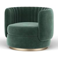 Fauteuil pivotant moderne avec revêtement en velours confortable, base en métal, pour salon ou hôtel, pour utilisation en appartement