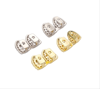 Grillz Hip Hop Double Croix pour dents, sertis de zircone cubique, couvre-dents creux, bijoux de performance pour hipsters et rappeurs, vente en gros