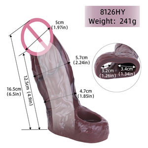 Großhandel SXXY 6 Styles Geschlossene braune dicke <span class=keywords><strong>Penis</strong></span> hülle mit Anti-Drop-Silikon Dildo Extender Sexspielzeug für Paare Erwachsene Männer - Product Image 2