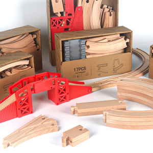 Wooden Train Track Set For Children 4-6 Years Old Educational <b>Building</b> <b>Blocks</b> Toy With Curved And Straight Pieces - Product Image 3