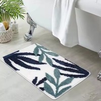 Tapis de salle de bain en microfibre floquée à motif géométrique personnalisé, doux, absorbant, antidérapant, tapis de bain à poils longs