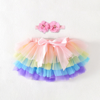 Lvchi K007 Set Rok Tutu Jaring Mengembang Nilon dengan Bando Bunga untuk Bayi Baru Lahir, Pakaian Penari Panggung, Latihan, Anak Perempuan