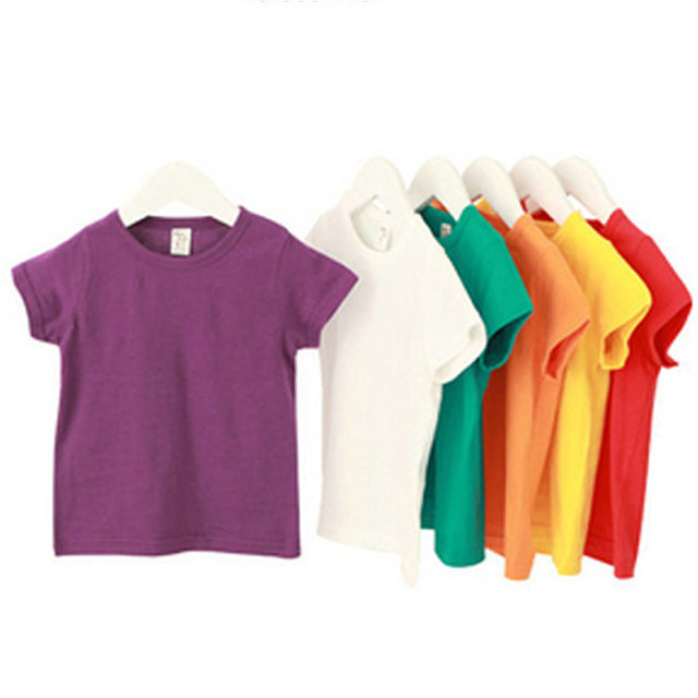 School Uniforms Summer Short Sleeve Custom Logo Printing Cotton Plain Blank Kids T-shirt O-neck Children Unisex Girl's and Boy's
