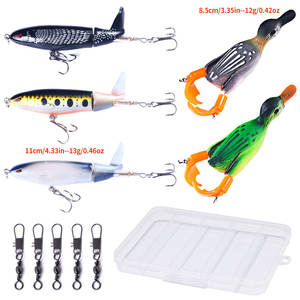 Ensemble de leurres de pêche en surface, popper rotatif, canard, appât artificiel dur, kit avec émerillons pour la pêche au black-bass, au brochet, en eau douce et en eau salée - Product Image 3
