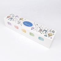 Boîte d'emballage en papier coulissante pour macarons, biscuits, baklava, avec logo personnalisé en feuille d'argent, 10 pièces, pour boulangerie, emballage de vente au détail