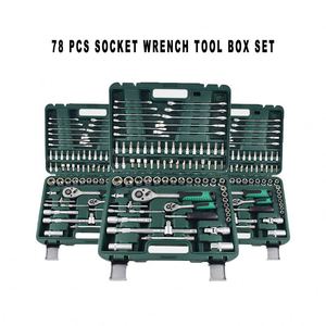 Juego de Llaves de Trinquete X709 de 78 Elementos Todo en Uno para Coche, Herramientas Profesionales en Caja, Reparación Mecánica Automotriz, Llaves de Vaso Mixtas - Product Image 2