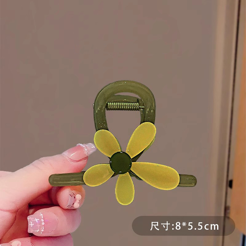Barrette à cheveux fleur en acétate jaune