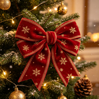 Ruban en velours de Noël avec impression personnalisée d'arbre de Noël, ruban décoratif en velours pour emballage de cadeaux de Noël