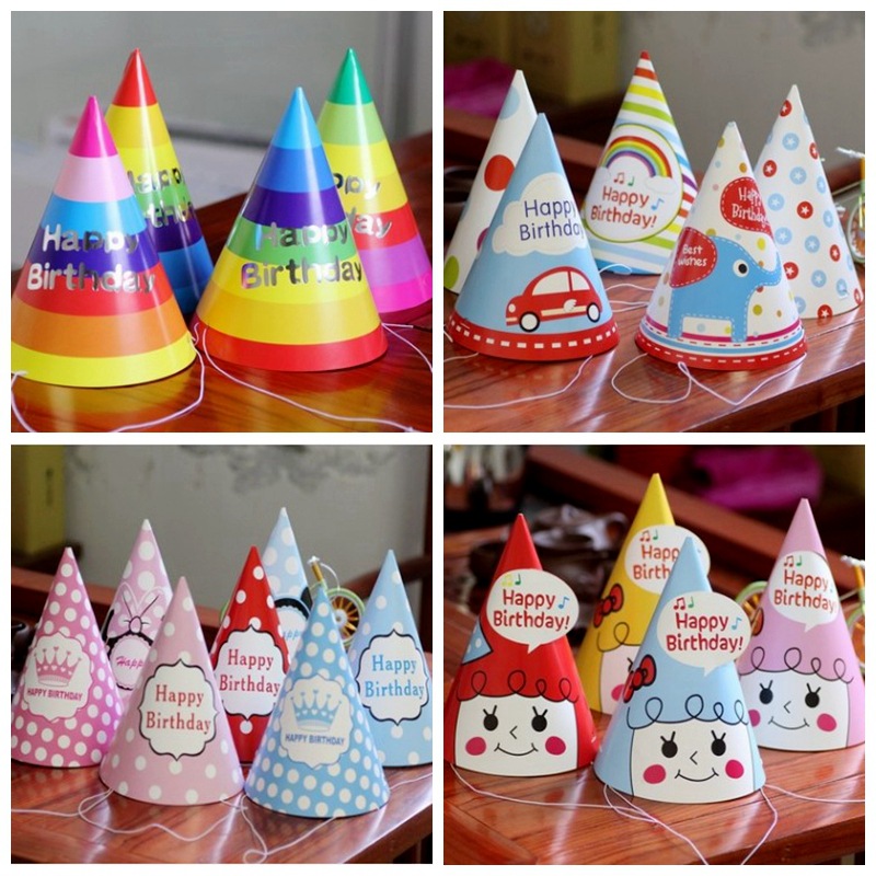 12 Pezzi Cappellini Festa Compleanno, Cappello Di Carta a Cono