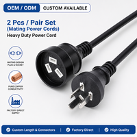 Australien AS/NZS 3112 3-poliges Stecker-zu-Buchse Verlängerungskabel-Set 3-adrig 0,75mm² PVC 250V 10A AU-Stecker Stromkabel