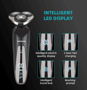 Miễn phí vận chuyển đến Hoa Kỳ Máy cạo râu điện không dây có thể sạc lại dành cho nam giới với ba lưỡi dao chống nước và sạc USB - Product Image 4