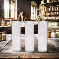 Pas cher vente en gros 7 jours tombe mémorial funéraire/cimetière église prière religieux bocal en verre fleur de glace bougies de cire