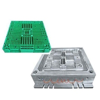 Plateforme de palette en plastique, surface supérieure et inférieure, avec neuf rails de 9 pieds, double face, empilable, rangable, avec nervures renforcées, pour outillage