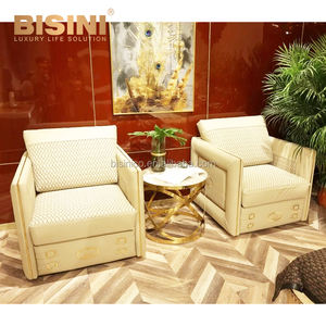 Nuovo Arrivo Italiana Della Moderna di Stile D'oro In Acciaio Inox e Intarsio Ornato Divano In Pelle Set per la Villa - Product Image 4